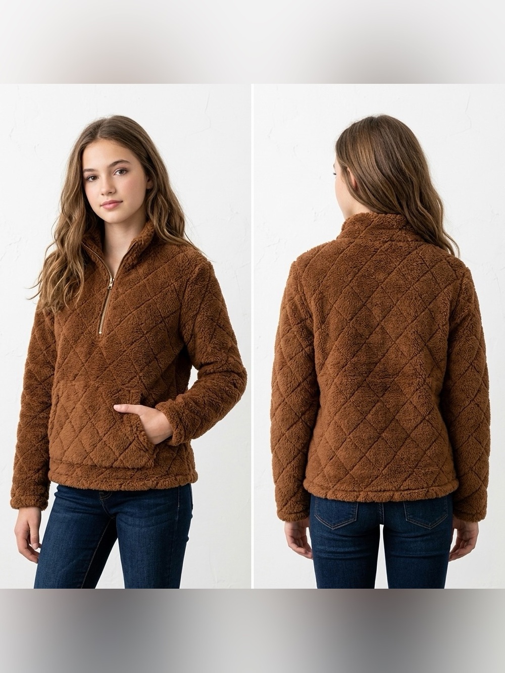 NWT NO BOUNDARIES Youth Plush Quarter Zip Up Long Sleeve Sweater Size M (7-9)